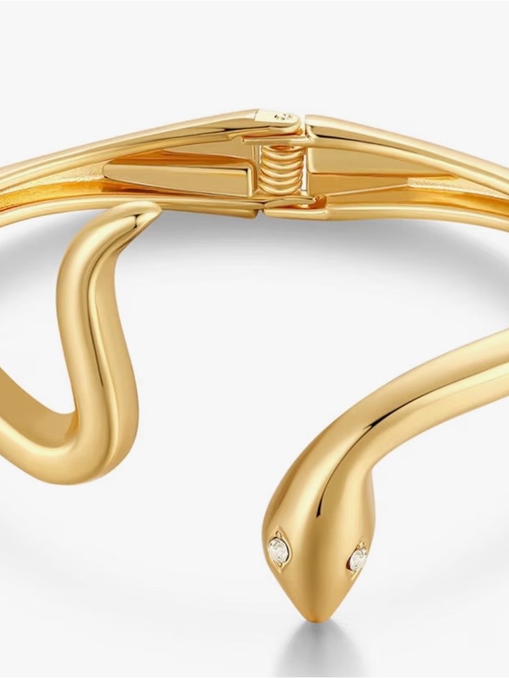 Gold Snake Hinged Cuff rhinestone statement Bracelet